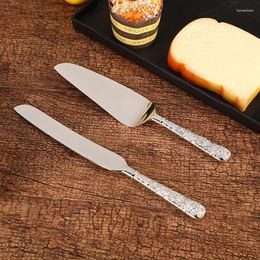 Baking Moulds 1 Set Silver Cutlery Kirsite Rose Cake Knife Long Handle Shovel Luxury Royal Pizza Dessert Kitchen Tool Carving Tableware