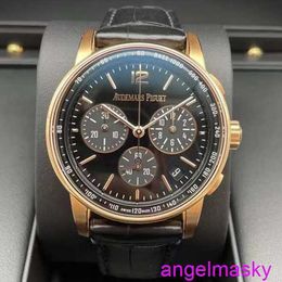 Famous AP Wrist Watch CODE 11.59 Series 26393OR Rose Gold Black Mens Fashion Leisure Business Sports Mechanical Chronograph Watch