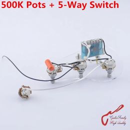 Cables 1 Set GuitarFamily Electric Guitar Wiring Harness ( 3x 500K Pots + 5Way Switch + Jack ) ( #1156 )