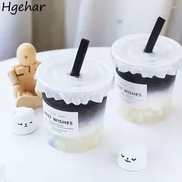 Disposable Cups Straws Kitchen Coffee Drinks Plastic Transparent Water Cup Bubble Tea Tasse With Straw Lid Leakproof Vasos Desechables