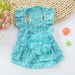 Dog Apparel Dress- Skirt Flower Cotton Tutu Dress Floral Dresses Spring Summer Costume For Small Dogs Cats Random Color