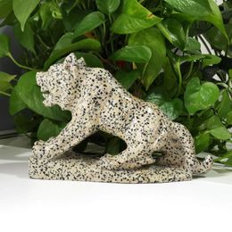 Decorative Figurines Natural Hand Crafts Dalmation Jasper Tiger Crystal Carving For Home Decoration LJ