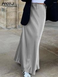 Skirts Elegant Office Fishtail Skirt Drawstring High Waist Slim Casual Al-match Female Lace Up Grey Long Bodycon 2024