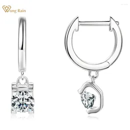 Dangle Earrings Wong Rain 18K Gold Plated 925 Sterling Silver VVS1 3EX D Color 5MM Real Moissanite Diamonds Drop For Women Fine Jewelry