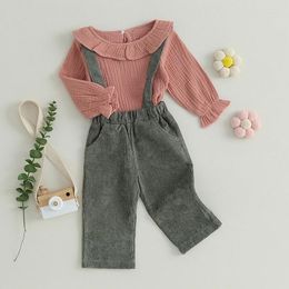 Clothing Sets 2PCS Baby Girls Clothes Set Toddler Fall Outfits Cotton Long Sleeve Doll Collar Tops Suspender Pants Suit For Kids Costumes