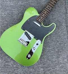 High quality 6-string electric guitar with green paint and black guard maple neck special postage