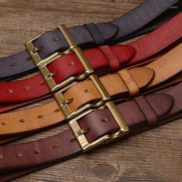 Belts Retro Thickened Top Layer Cowhide Copper Buckle Belt Men's Leather Trend Versatile Tough Guy Denim