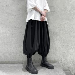 Men's Pants Mens Dark Style Japanese Casual Bloomers Genderless 2024 Fashion Personality Loose Streetwear Eight-Point Harem Unisex