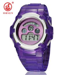 OHSEN Boys Girls Children Kids 7 Colors LED Back Light Digital Multifunction Military Sports Watches Jelly Silicone Band Wrist Wat2875343