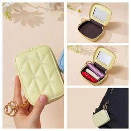 Cosmetic Bags Keychain Lipstick Bag Outdoor Decor PU Leather Makeup Holder Portable Multifunctional Lip Gloss Women