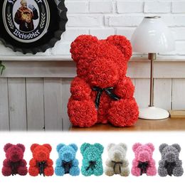 Decorative Flowers Rose Bear With Exquisite Design Pure Handmade Artifical Gift For Girlfriend Woman Wife Christmas Mothers Day Wedding