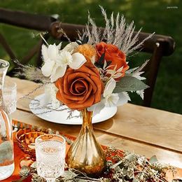 Decorative Flowers Natural Dried Flower Small Bouquets Pampas Grass Artificial Rose Floral Arrangements Wedding Fall Tables Centrepiece