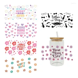 Window Stickers UV DTF Mother's Day Transfer Happy Juice Printed Sticker For The 16oz Libbey Glasses Wraps Bottles D7377