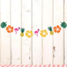 Party Decoration 3 Meters Flamingo Buntings Banners Long Felt Greenery Tropical Plant Garlands For Decorations