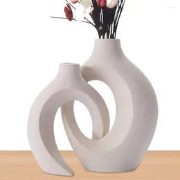 Vases 2PCS Ceramic Vase Ornaments Set Creative White Plain-fired Unglazed Handicrafts Home Hydroponic Dried Flower | Device