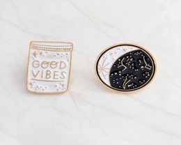 Good Vibes Enamel Pin Constellation Day And Night Moon Brooch Pins Button Denim Jacket Coat Collar Badge Jewellery Gift9812041