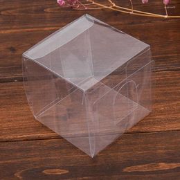 Gift Wrap 50pcs/Lot 4 8 8cm Clear Green Products Pvc Plastic Boxes For Display Case Package Packing /