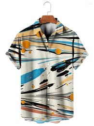 Men's Casual Shirts Palm Fiber Hawaiian 2024 Summer 3D Printed Vacation Beach Vintage Clothes Women Lapel Blouse Plain Shirt
