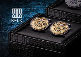 KFLK Jewellery Shirts Cuff links for Mens Brand Watch Movement Mechanical Big Cufflinks Button Male High Quality Guests Automatic Ti2790937