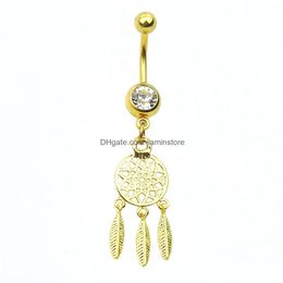 Navel Bell Button Rings Yyjff D0649 Dream Catcher Belly Ring Mix Colours Drop Delivery Jewellery Body Dhd0B