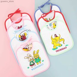 Bibs Burp Cloths 7pcs Mix Waterproof Weekly Baby Bibs Cartoon Cotton Bibs Burp Cloth Newborn Feeding Bandana Saliva Towel Children Boys Girls Y240415Y240417MUM0