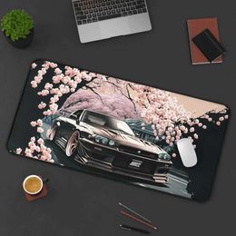 Mouse Pads Wrist Rests Desk Mat Nissan Skyline GTR Car Mousepad 900x400 Japanese Desk Mat XXL Gaming Mouse Pad Cherry Blossoms