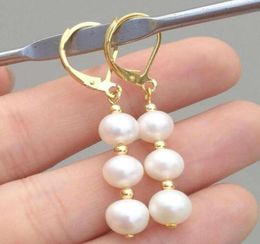 Dangle Chandelier 78mm Natural White Round Southsea Baroque Pearl 14K Gold Earrings Ear Stud Party Freshwater Diy Women Wedding4363084