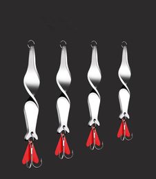 Spiral Long Cast Spoons Fishing Lure 10g 14g 21g 28g Screw Rotation Metal Jigbait Red Hear Spinner Sequins2490727