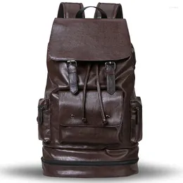 Backpack Preppy Style Men High Capacity Fashion PU Leather Casual Travel SchoolBag Back Bag