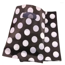 Gift Wrap Design Wholesale 100pcs/lot 20 25cm Black Fashion Polka Dot Packaging Plastic Shopping Bags