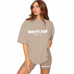 Luxury Designers Tracksuit T Shirt White Foxs Two 2 Piece Womens coture Shorts Long Sleeved foxx Pullover Hoodeds Casual Sweatshirt