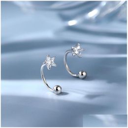 Stud Earrings Bling Dainty Sweet Star Ear Hooks 925 Sier Needle Tide Women S925 Stamp Beads Trendy Jewelry Gift For Drop Delivery Dhkh0