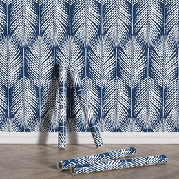 Wallpapers Blue Leaf Removable Self Adhesive Durable Wallpaper Pvc Peel And Stick Waterproof Wall Paper Home Decoration Living Room