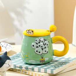 Mugs Cartoon Animal Balloon Cup Ceramic Mug With Lid Spoon Original And Funny Cups To Give Away Unusual Tea Of Coffee Drinkware