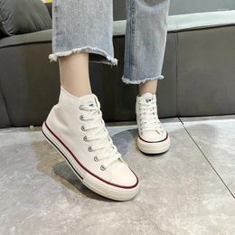 Casual Shoes Spring BRAND Women's High Top Canvas Fashion Lace Up Flat Sneakers For Women Outdoor Platform