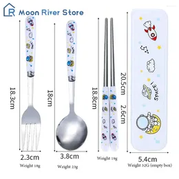 Dinnerware Sets Portable Tableware Sturdy Convenient Moe Fun Handle Storage One-piece Moulding Kitchen Accessories Knife And Fork