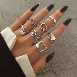 Personalised Style Geometric Alloy Creative Love Made Old Joint Ring