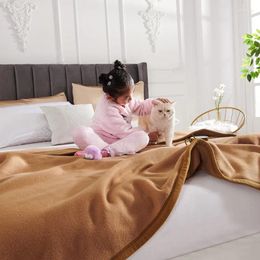 Blankets TONGDI Plush Soft Warm Raschel Brown Cashmere Wool Throw Blanket Good Touch Thick Heavy Luxury For Winter Couch Cover Bed Sofa