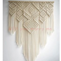 Tapestries Macrame Woven Wall Hanging Handmade Cotton Bohemian Room Tapestry Art Beautiful Apartment Dorm Wedding Decoration 100x110cm