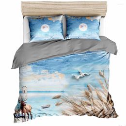 Bedding Sets Urban Scenery 3D 3pcs Increased Cover And Pillow Set Cotton King Size Comforter