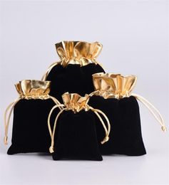 BLACK 7x9cm 9x12cm Velvet Beaded Drawstring Pouches Jewelry Gift Pouch drawstring Bags For Wedding favors beads 1018 Q22741068