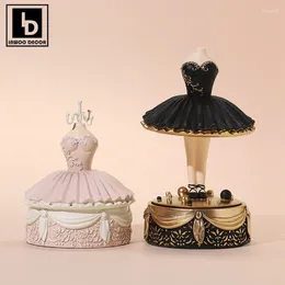 Decorative Plates Nordic Girl Jewellery Box Abstract Full Dress Jewellery Holder Lace Petticoat Skirt Rings Home Decoration Birthday Gift