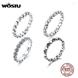Cluster Rings WOSTU Authentic 925 Sterling Silver 6 Style Stackable Party Stars For Women Original Brand Jewelry Gift 7151