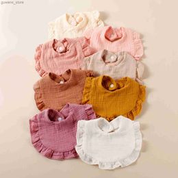 Bibs Burp Cloths 8pcs Newborn Cotton Ruffle Bibs Kids Feed Drool Bibs Toddler Cute Salive Towel Hot Sale Baby Burp Cloth Y240415Y2404177TI8