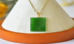 Chains Design Natural Hetian Jade Jasper Square Ladies Pendant Necklace Ethnic Style Chinese Simple Jewelry Accessories8896399