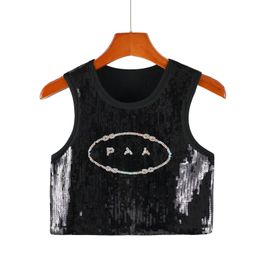 Sequin Cropped Tank Desginer Vest Top Birthday Bling Fashion Women Clothing Free Shipping