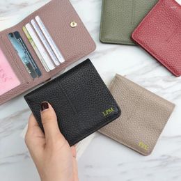 Wallets Custom Letters Genuine Leather Fashion Women Short Wallet Large Capacity Coin Purse Ultra-thin Money Clip Multi Slot Card Holder