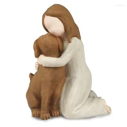 Decorative Figurines Love My Dog Statues Angel Friendship Remembrance Gifts Sculpted Hand-Painted Figures For Lovers