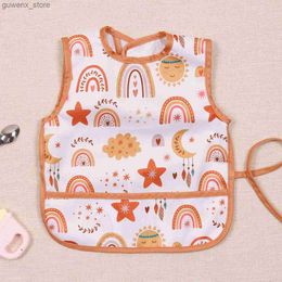 Bibs Burp Cloths Happyflute Mess-Proof Apron Toddler Bibs Baby Food Bibs With Rainbow Print Y240415Y240417BMD6