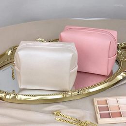 Storage Bags Women Mini Pu Leather Cosmetic Bag Portable Waterproof Jewellery Lipstick Powder Makeup Organiser Pouch Wallet Zipper